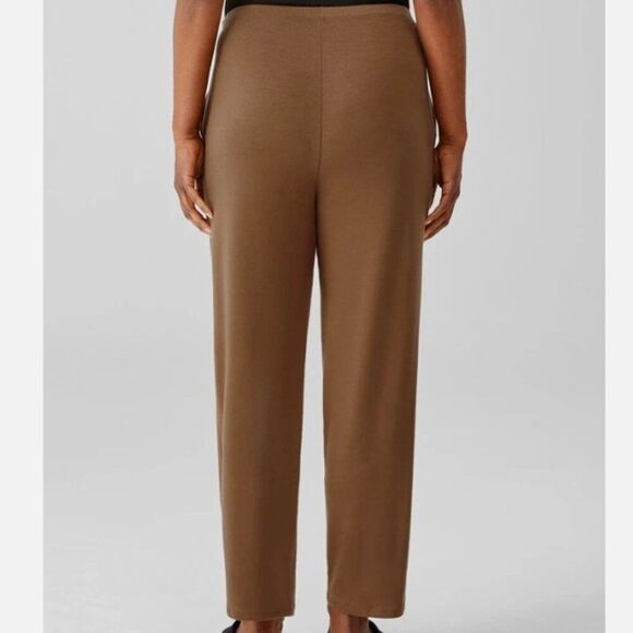 Eileen Fisher Tencel Organic Cotton Tapered Ankle Pant Brown Size XL - Picture 4 of 8